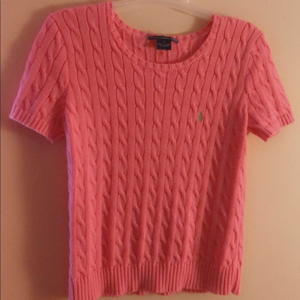 Pink short sleeve polo sweater